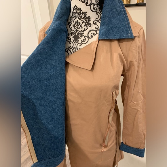 Venus Denim Trim Trench Coat NWOT - Picture 4 of 8